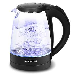 Aigostar Adam 30KHH - Glass Water Kettle with LED Lighting, 2200 Watts, 1.7L - SparklEN FBA
