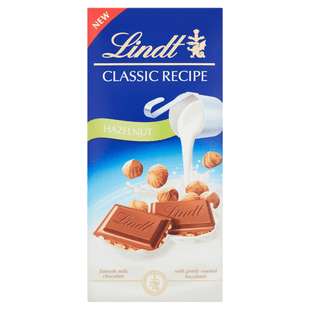 Lindt Classic Recipe Milk / Hazelnut / Crispy 125g bars - £1.25 each (Clubcard price) @ Tesco
