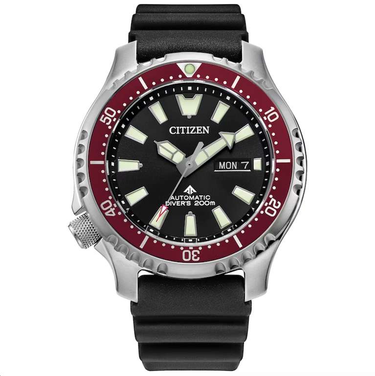 Citizen Promaster Diver Men's Black Polyurethane Strap Watch, RedBezel, Black Dial 'FUGU' (with code)