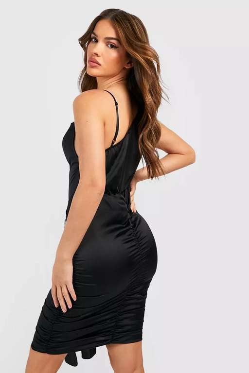 Asymmetric Strappy Rouched Mini Dress - £6 + Free Delivery With Code - @ Debenhams sold by Boohoo