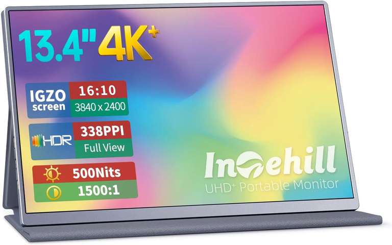 Intehill Mobile Monitor 4k 13.4 Inch IGZO Screen Golden Ratio 16:10 3840x2400