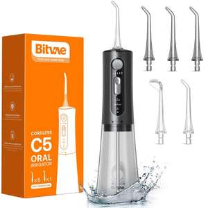 Bitvae Cordless USB Rechargeable Water Flosser, 3 Modes & 5 Intensities, 6 Jet Tips, Black/Pink With Voucher Sold By Clevo / FBA