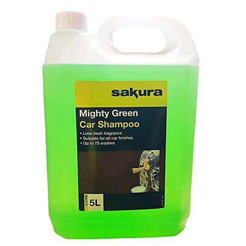 Sakura 5 Ltr Mighty Green Car Wash Shampoo SS4619 – For All Vehicle Paint Finishes - 75 Washes - £10.29 @ Amazon