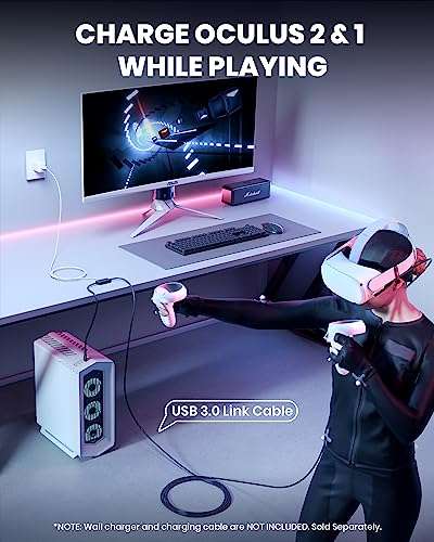 INIU Link Cable 5m, Virtual Reality Headset Cable for Meta Oculus Quest 2, Pico 4, USB 3.0 w/code + Voucher ( TopStar GETIHU Accessory FBA)