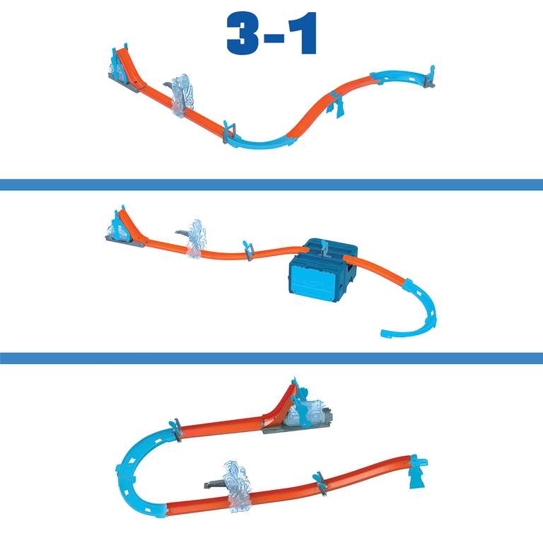 Hot Wheels Track Set, Blue Deluxe Track Builder Pack with Wind-Themed with 1 hot wheel vehicle
