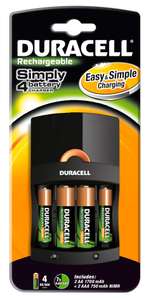 Duracell Simply Charger with 4x Rechargeable batteries - £5 (free click & collect) @ Halfords