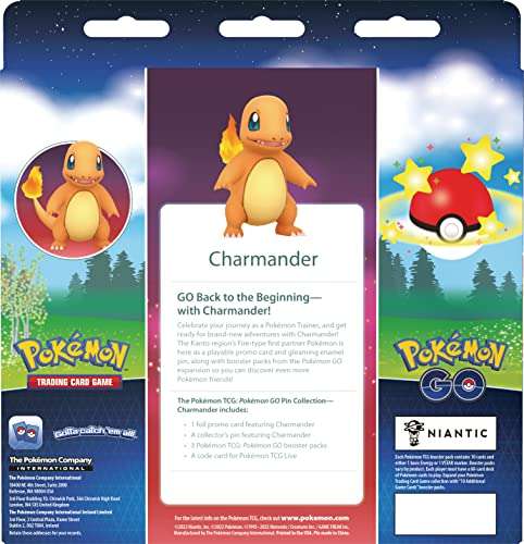 Pokémon TCG: Pokémon GO Pin Collection Charmander (1 Foil Promo Card, 1 Collector’s Pin & 3 Booster Packs) £10.99 @ Amazon