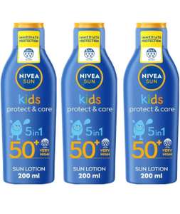 3 x NIVEA Sun Kids Protect & Care SPF 50+ Lotion 200ml Moisturising (£9.64 - £10.20 with s&s + apply voucher)