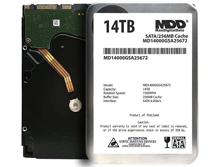 MaxDigitalData 14TB 7200RPM SATA 6Gb/s 256MB Cache 3.5inch Internal Desktop Hard Drive - 3 Years Warranty (Renewed) sold & FB Amazon US