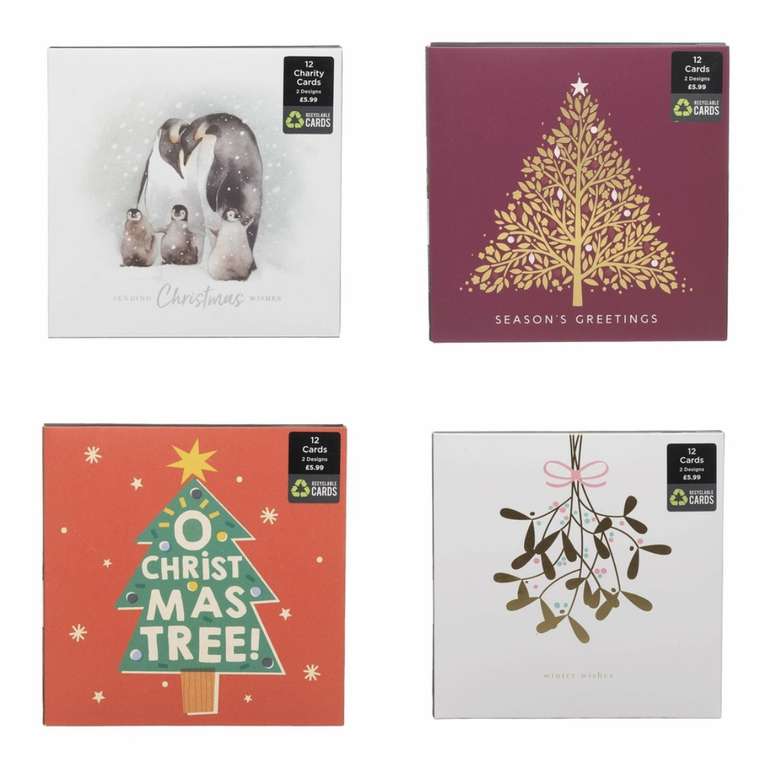 12 Pack - Christmas Cards (20 Designs) - 98p + Free Delivery With Code @ WH Smith