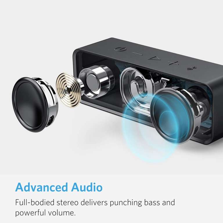 Anker Soundcore Upgraded Version Bluetooth Speaker, 24H PT, IPX5 Waterproof, 66ft Range, Built-In Mic, Black Sold by AnkerDirect UK / FBA