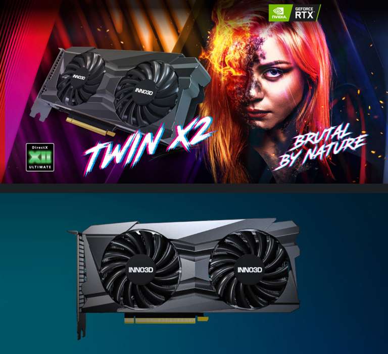 Inno3D GeForce RTX 3060Ti Twin X2 LHR 8GB GDDR6 PCI-Express Graphics Card £399.99 + £8.70 delivery @ Overclockers