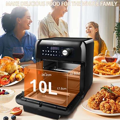 innsky air fryer oven, 10.6qt 1500w electric air fryer with led digital  touchscreen 10-in-1 countertop oven with dehydrator & rotisserie, 6