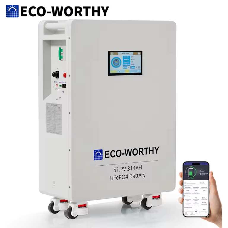 ECO-WORTHY 48V 314Ah(V1) LiFePO4 Lithium Battery,16.1kWh High Capacity Energy Storage (with code) - Sold by ECOWORTHY UK Store