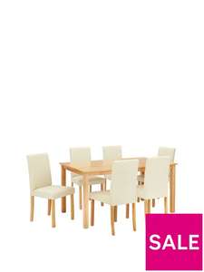 Very Home Home Essentials - Primo 150 cm Dining Table + 6 Faux Leather Chairs