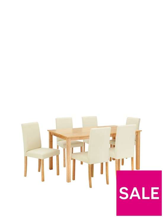 Very Home Home Essentials - Primo 150 cm Dining Table + 6 Faux Leather Chairs