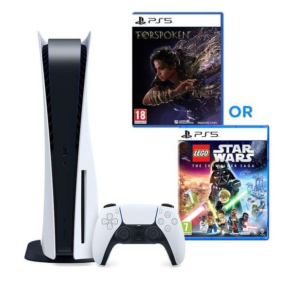 PlayStation 5 Disc Console + Forspoken OR Lego Star Wars The Skywalker Saga
