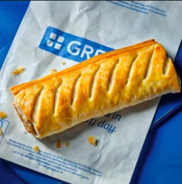 Free Sausage Roll or Vegan Roll for Students at Greggs with every cold Sandwich Deal purchase