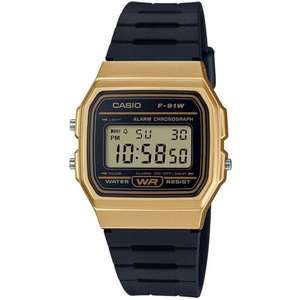 CASIO Black & Gold Classic Alarm Chronograph Digital Watch F-91WM-9AEF - £18 delivered @ Hillier Jewellers
