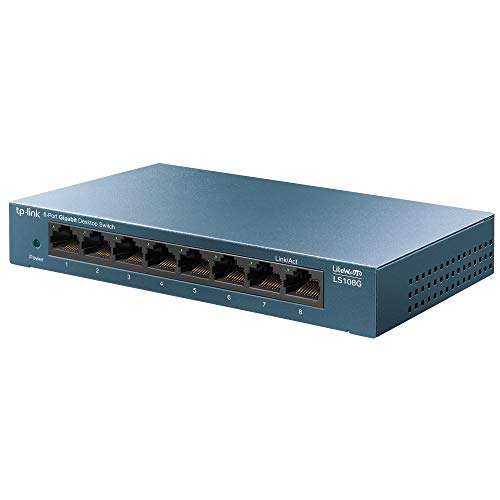 TP-Link LS108G 8-Port Desktop/Wallmount Gigabit Ethernet Switch/Hub, Network Splitter, Plug and play, Steel Case £13.49 @ Amazon