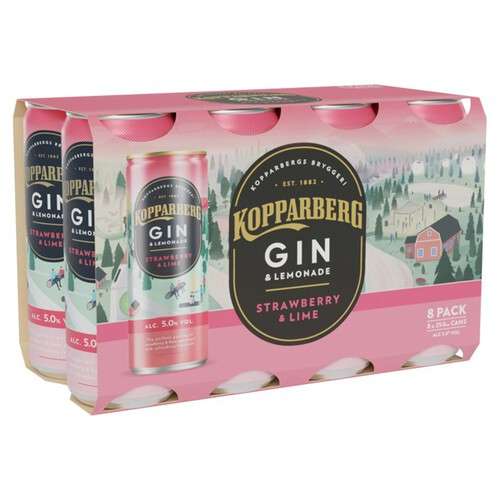 Kopparberg Strawberry & Lime Gin & Lemonade - 8 x 250ml cans