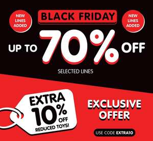 Black Friday Up to 70% off reduced Toys + Extra 10% off w/ code - Free Click & Collect / Free delivery over £39.99