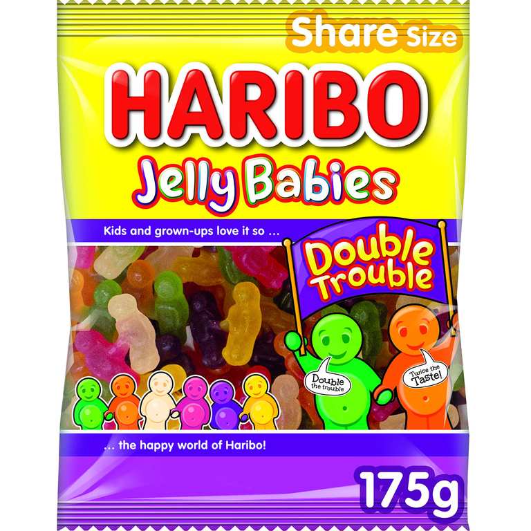 Haribo Jelly Babies Double Trouble Sweets Bag 175g (95p S&S)