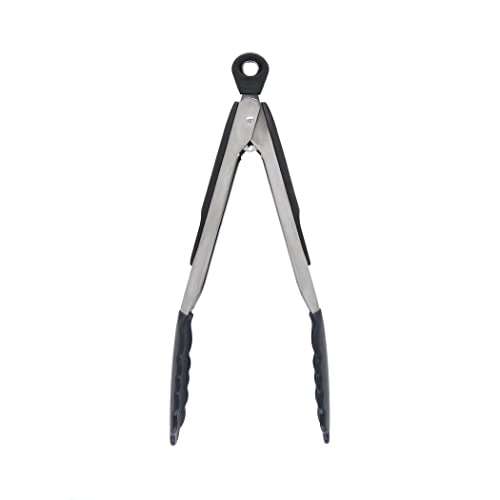 OXO Good Grips 22.8 cm Tongs with Silicone Heads, Black
