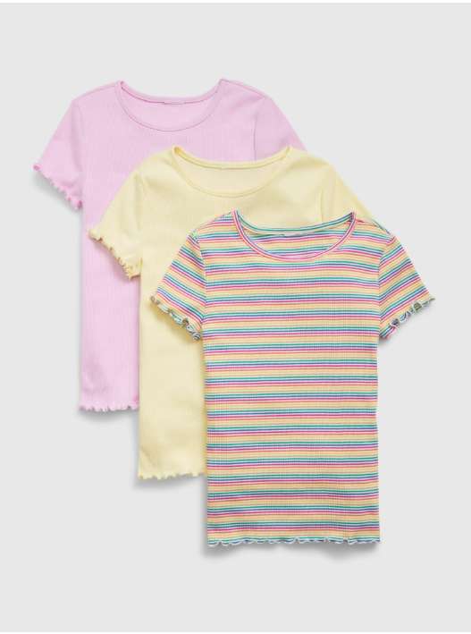 Kids Ribbed T-Shirt (3-Pack) £3.24 with Code + £4.00 Delivery Free on £35 Spend @ Gap