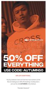 50% off everything except clearance with code @ Crosshatch