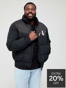 Calvin Klein Big & Tall Mix Media Padded Jacket in Black - £40 + free Click & Collect @ Very