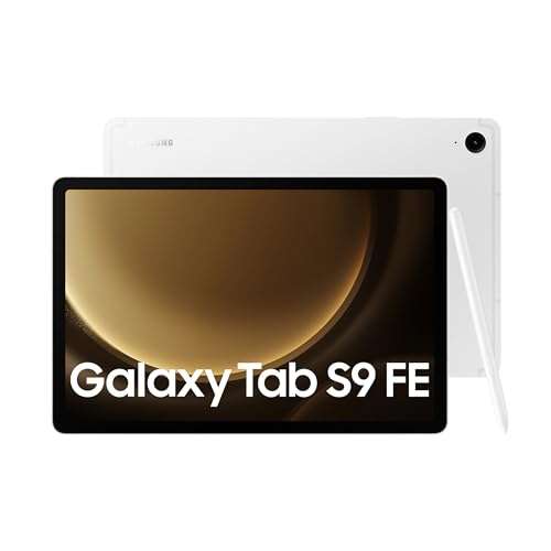 Samsung Galaxy Tab S9 FE Tablet with S Pen, 6GB+128GB,, Silver, 3 Year Warranty (UK Version) W/Voucher