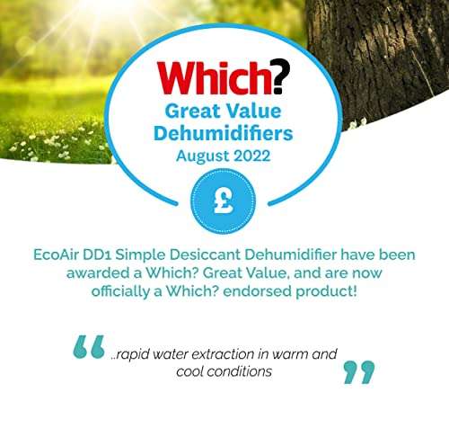 EcoAir DD1 Simple Blue Desiccant Dehumidifier | Rotary Control | 7.5 L/Day | Quiet 34dBA £149.94 Amazon
