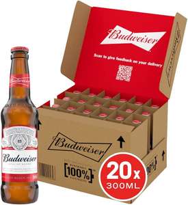Budweiser Beer 20 x 300ml - £10 (Save £1 at checkout) @ Amazon