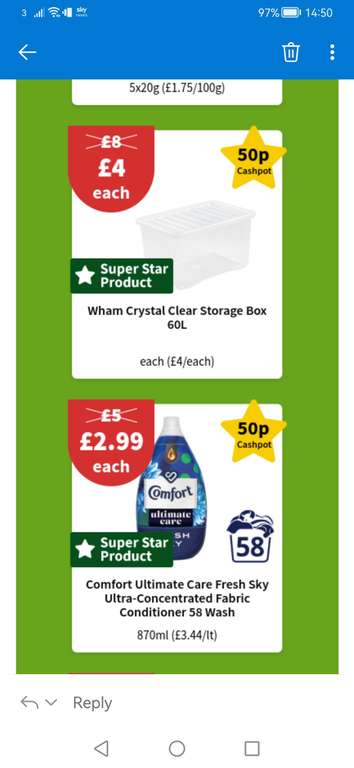 Wham Crystal Clear Storage Box 60L (after 50p Cashpot) - Instore Oldbury