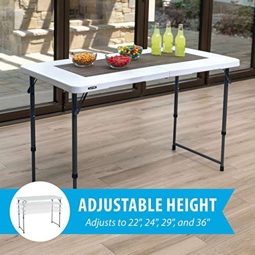 Lifetime 4 x 2 ft (122 x 61 cm) Rectangular Light Commercial Fold-in-Half Folding Table with 3 Adjustable Heights of 24/29/36" £33 @ Amazon