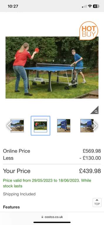 Butterfly Premium 5 Outdoor Table Tennis Table £439.98 at Costco