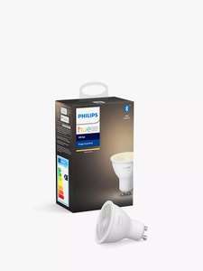 Philips Hue White Wireless Lighting LED Light Bulb with Bluetooth (5.2W GU10 Bulb) - £6 (Free Click & Collect) @ John Lewis @ Partners