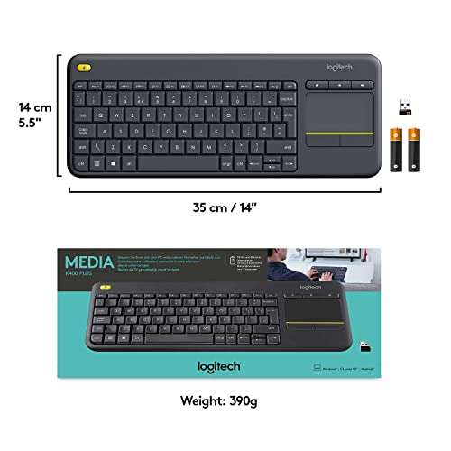 Logitech K400 Plus Wireless Touch TV Keyboard With Easy Media Control and Built-in Touchpad - £25.39 @ Amazon