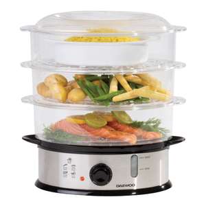 Daewoo SDA1338 3 Tier Family Size Food Steamer, Use for Variety of Foods, BPA Free Dishwasher Safe