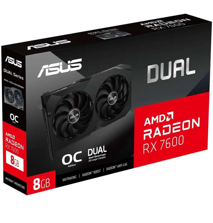 ASUS Dual Radeon RX 7600 8GB OC V2 Graphics Card Radeon RX 7600 Dual Fan w/code sold by Box (UK Mainland)