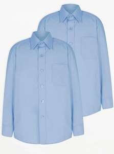 Boys Light Blue Plus Fit Long Sleeve School Shirt *2 Pack : 3-4 / 5-6 Years, OR 11-12 / 12-13 Years for £1.65 +Free Click & Collect