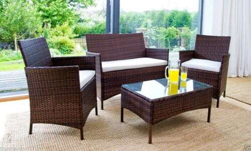 Rattan Garden Furniture Set 4 Piece Chairs Sofa Table Outdoor Patio Conservatory - £93.81 delivered using code @ klieninteriors / eBay