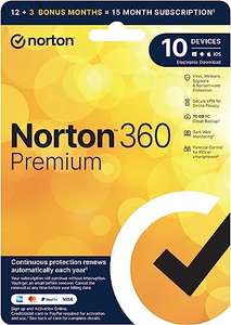 Norton 360 Premium 2023 Antivirus software for 10 Devices, 15 Months subscription £12.43 @ Amazon (Prime Exclusive)