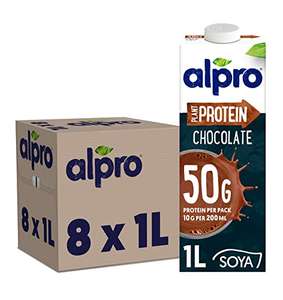 Alpro Plant Protein Chocolate Flavoured Soya Drink 1L 8-Pack for £12 / £11.40 Subscribe & Save @ Amazon