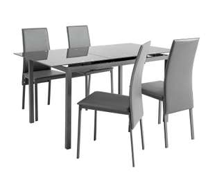Argos Home Lido Glass Extending Dining Table & 4 Grey Chairs - £172.95 delivered - @ Argos