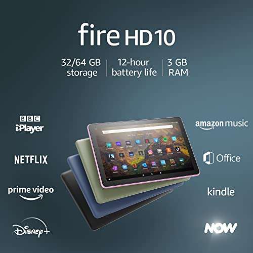 Certified Refurbished Amazon Fire HD 10 tablet 10.1" 1080p HD, 32 GB, Micro SD Slot Up To 1GB With Ads £65.99 (Prime Exclusive) @ Amazon
