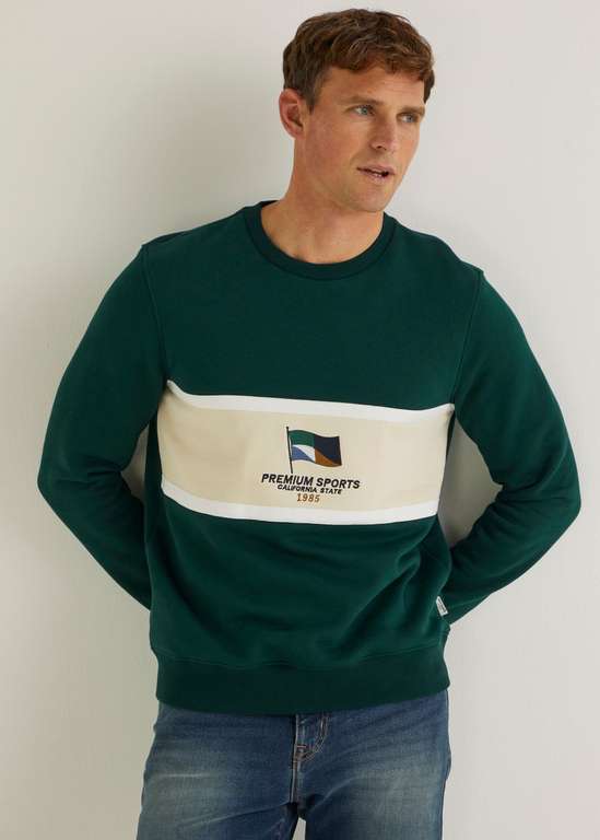 Green Premium Sports Embroidered Flag Sweatshirt for £8 + 99p collection @ Matalan