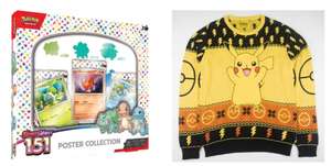 Pokémon Pikachu Christmas Knitted Jumper and Pokémon TCG: Scarlet & Violet 3.5: 151 Poster Collection