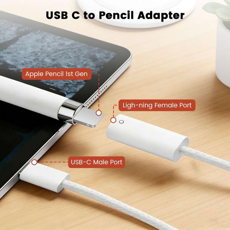 USB C to Pencil Adapter for Apple Pencil 1st Generation, 5.94 at